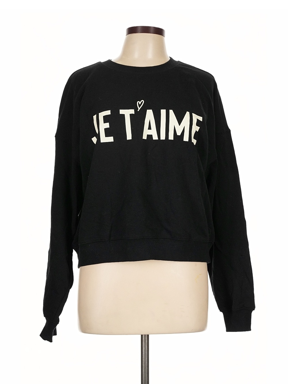 Z SUPPLY Black 'Je T'aime' Graphic Crewneck Sweatshirt Size Large